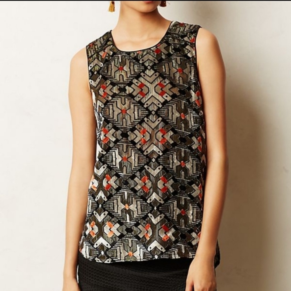Anthropologie Metallic and Velvet Tank - M